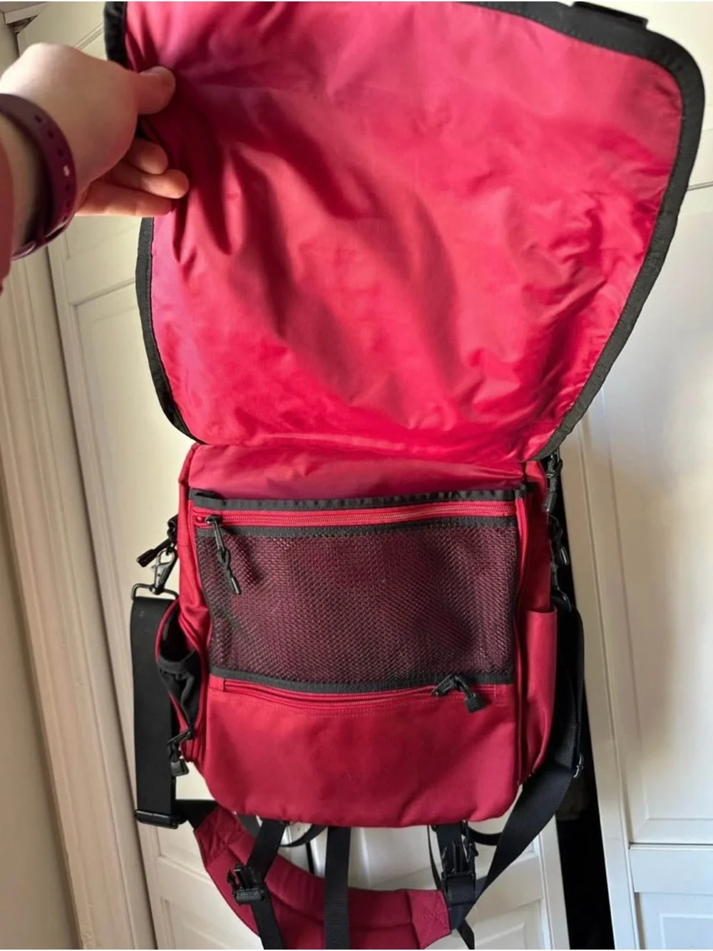 L.L. Bean Red Backpack/Laptop Bag Black Accents and Shoulder Strap Option
